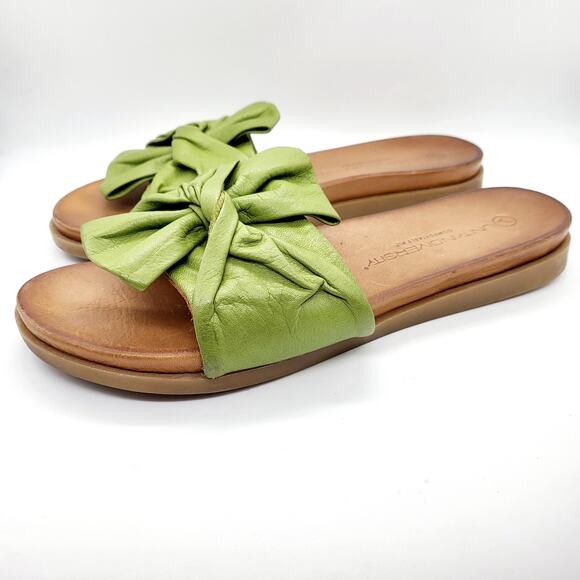 Unity in Diversity Diona Green Italian Leather Twisted Tie Sandals Women’s EU 37 - Picture 2 of 10